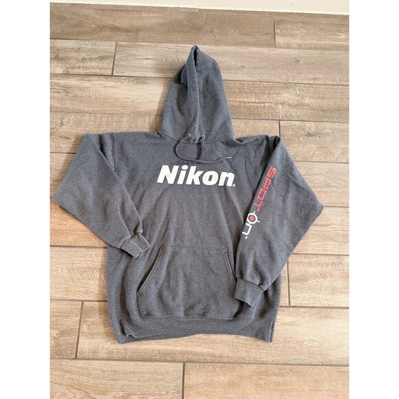 Nikon Other - VTG Nikon Spot On Hoodie Hanes Printpro adult Medium 90s Y2K Gray LNC